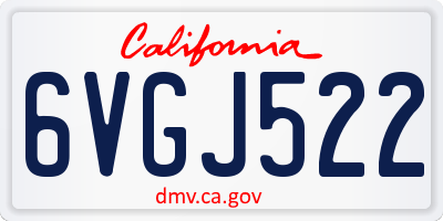 CA license plate 6VGJ522