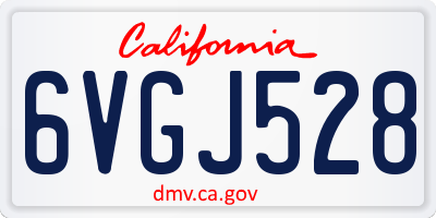 CA license plate 6VGJ528