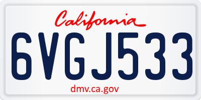 CA license plate 6VGJ533