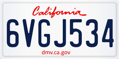 CA license plate 6VGJ534