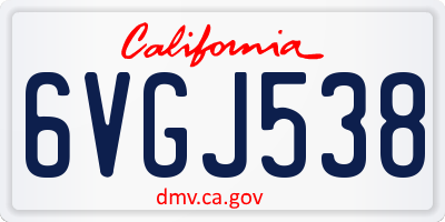 CA license plate 6VGJ538