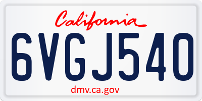 CA license plate 6VGJ540