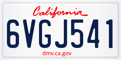 CA license plate 6VGJ541