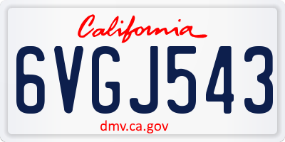 CA license plate 6VGJ543