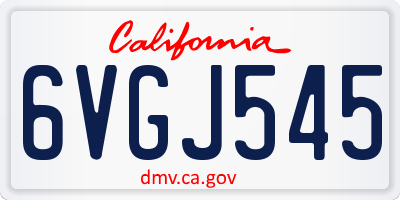 CA license plate 6VGJ545