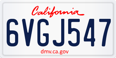 CA license plate 6VGJ547