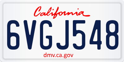 CA license plate 6VGJ548