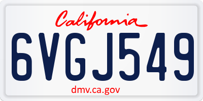 CA license plate 6VGJ549