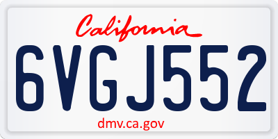 CA license plate 6VGJ552