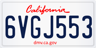CA license plate 6VGJ553