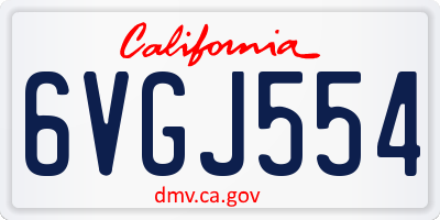 CA license plate 6VGJ554