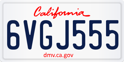 CA license plate 6VGJ555