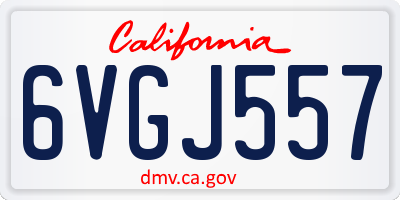 CA license plate 6VGJ557