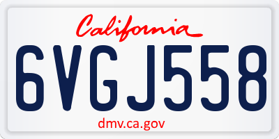 CA license plate 6VGJ558