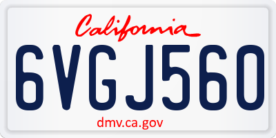 CA license plate 6VGJ560