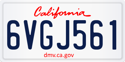 CA license plate 6VGJ561