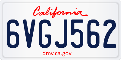 CA license plate 6VGJ562