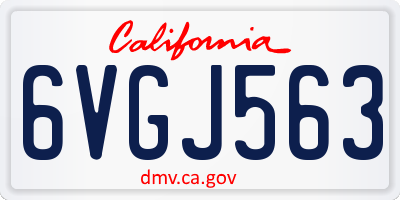 CA license plate 6VGJ563