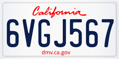 CA license plate 6VGJ567