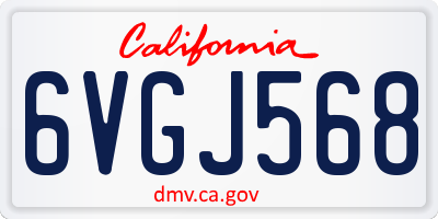 CA license plate 6VGJ568