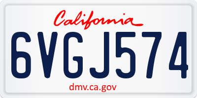 CA license plate 6VGJ574