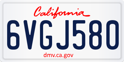 CA license plate 6VGJ580