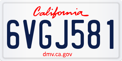 CA license plate 6VGJ581