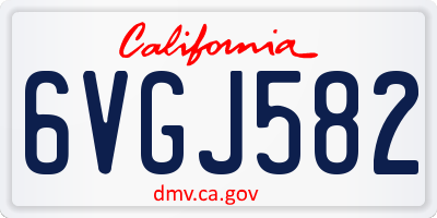 CA license plate 6VGJ582