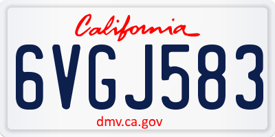 CA license plate 6VGJ583