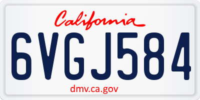 CA license plate 6VGJ584