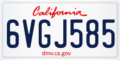 CA license plate 6VGJ585