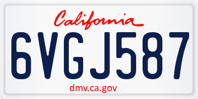 CA license plate 6VGJ587