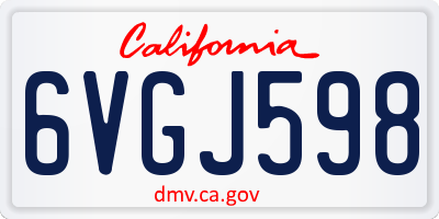 CA license plate 6VGJ598