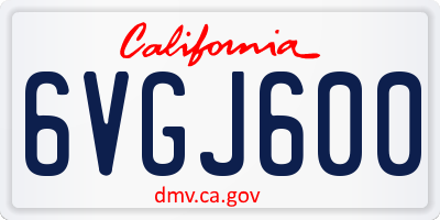 CA license plate 6VGJ600