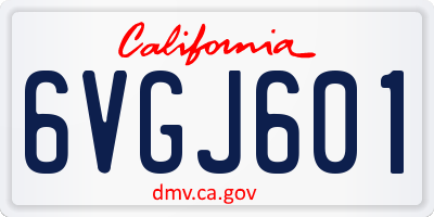 CA license plate 6VGJ601