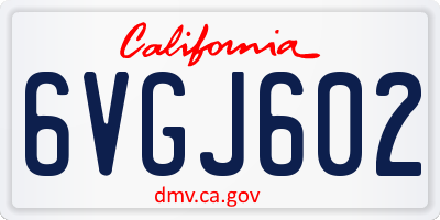 CA license plate 6VGJ602