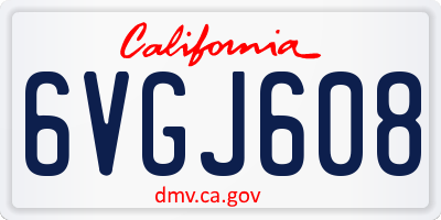 CA license plate 6VGJ608