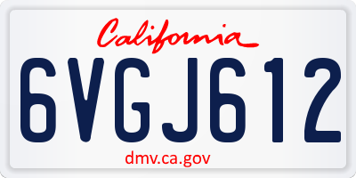 CA license plate 6VGJ612