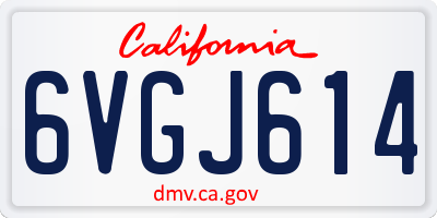 CA license plate 6VGJ614