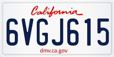 CA license plate 6VGJ615