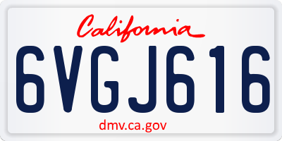 CA license plate 6VGJ616