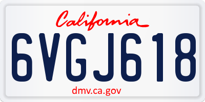 CA license plate 6VGJ618