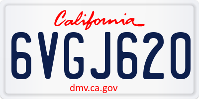 CA license plate 6VGJ620