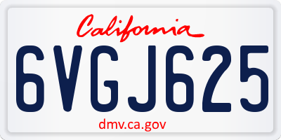 CA license plate 6VGJ625