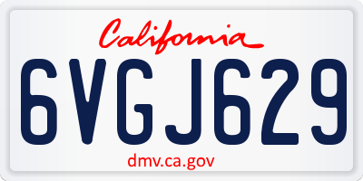 CA license plate 6VGJ629