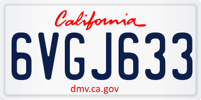 CA license plate 6VGJ633