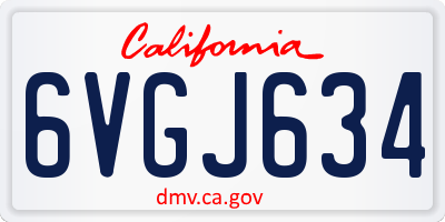 CA license plate 6VGJ634