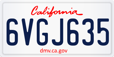 CA license plate 6VGJ635