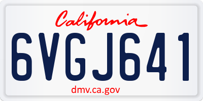 CA license plate 6VGJ641