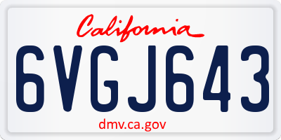 CA license plate 6VGJ643